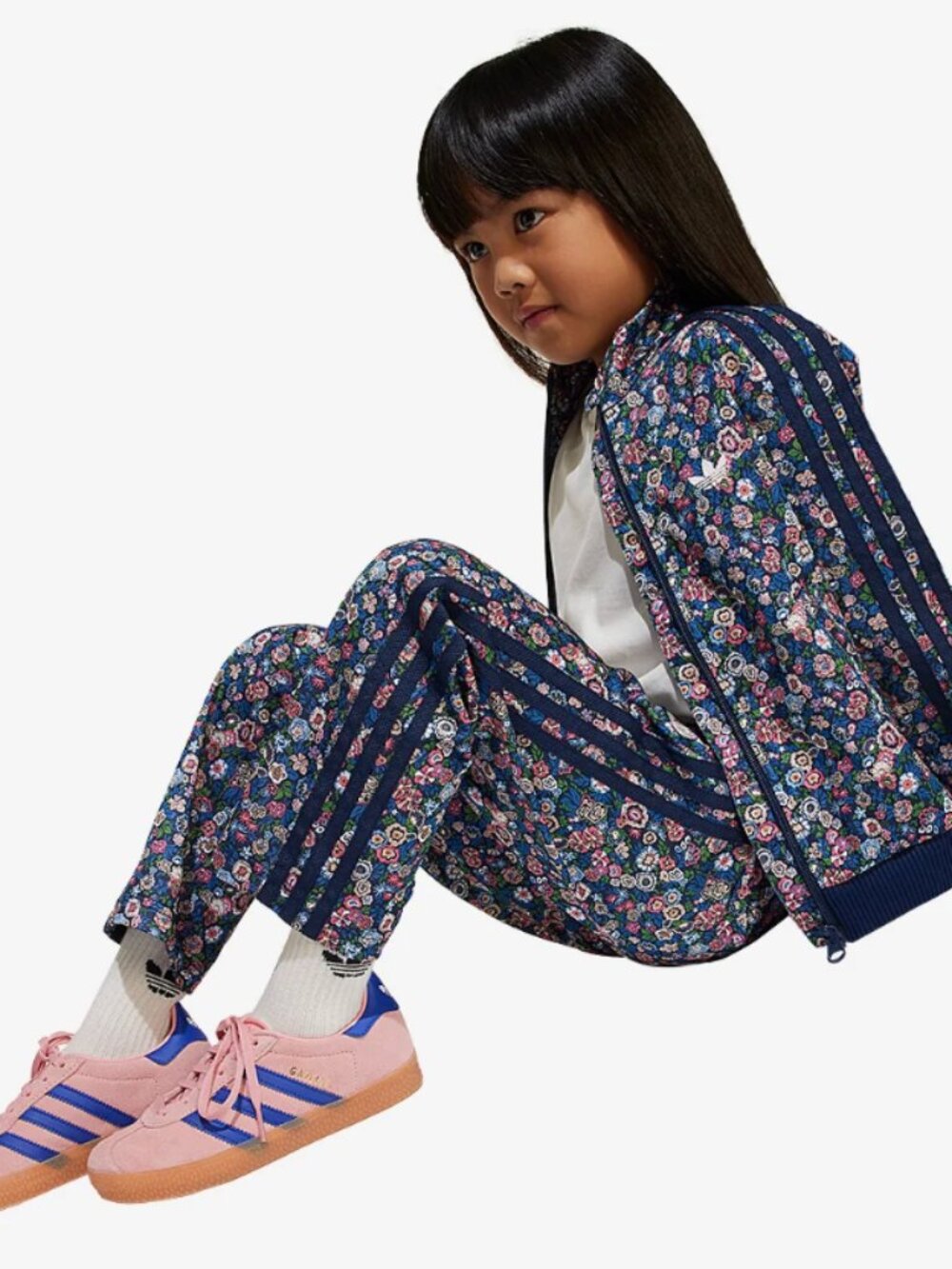 Adidas Originals Liberty London Floral firebird Track Pants Navy Pink Size 4T